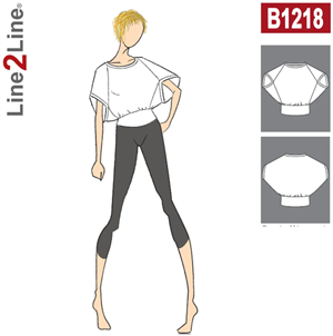 Line2Line snitmønster - B1218 Flagermusbluse med skrå ærmegab